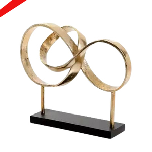 Sculpture de conception de feuille finie dorée à haute vente avec support de base pour salon de bureau - Product Image 5