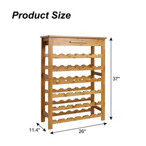 Porte-verres à vin en bois massif moderne et écologique, fait à la main, avec tiroir coulissant, forme rectangulaire - Product Image 4