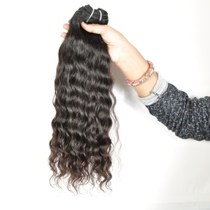 Tự nhiên đôi sợi ngang lượn sóng bó giá nhà máy bán buôn nguyên liệu Trinh Nữ lớp biểu bì phù hợp đền thờ Ấn Độ phần mở rộng tóc con người - Product Image 2