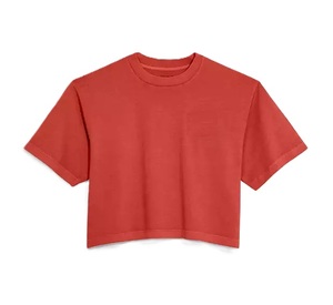 Camiseta recortada lavada con ácido de punto personalizada para mujer, jersey de rizo de algodón de estilo informal, diseño personalizado, cualquier tamaño - Product Image 5