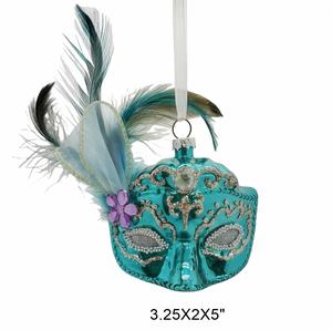 Adornos Navideños de Cristal Pintados a Mano, Máscara Veneciana con Plumas y Decoraciones de Lujo para Árboles de Navidad, Estilo Clásico Multicolor - Product Image 6