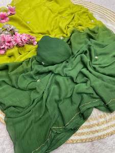 Magnifique tissu en mousseline de Nazmin, sari exclusif, dernière tendance pour les femmes, vêtements ethniques pour mariage et fête, best-seller - Product Image 3