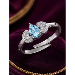 Anillos de Plata de Ley 925 de Primera Calidad para Mujer, Chapados en Rodio con Topacio, Zirconia o Diamante Corte Pera, Joyería para Hombre - Product Image 2