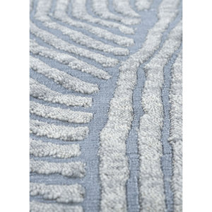 Tapis rectangulaire Azalea Blue en laine et soie de bambou noué à la main, patchwork abstrait pour couloir et chambre d'adolescents - Product Image 3