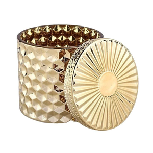 กล่องเก็บของทรงกลมทำจากทองเหลืองสีทองหรูหราพร้อมฝาดอกไม้ที่เก็บของในห้องครัวดีไซน์ล่าสุด - Product Image 2