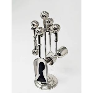 Juego de herramientas de barra de plata de lujo con mangos texturizados de color marrón oscuro accesorios de coctelera para barra de casa y barman - Product Image 6