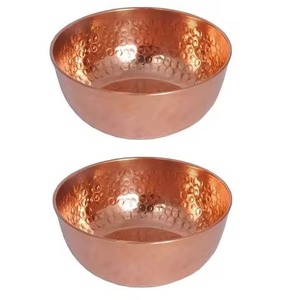 Bol de service de haute qualité en cuivre massif, or rose, fait à la main, design moderne, lavable au lave-vaisselle, écologique - Product Image 4