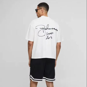 Camiseta de Hombre de Gran Tamaño, Tejida con Hilo Teñido, Estampada con Serigrafía, Estilo Urbano, 100% Algodón, 240GSM, Ecológica y Transpirable, 2025 - Product Image 1