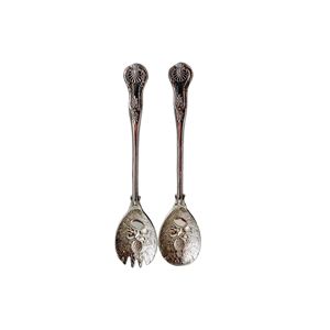 Fournitures indiennes en gros de qualité supérieure Ensemble de serveurs à salade en métal de finition antique argentée élégante pour hôtel à la maison - Product Image 1