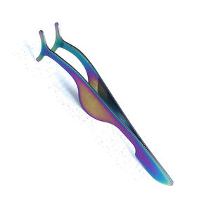 แหนบติดขนตาปลอมสีรุ้งแหนบติดขนตาปลอมเคลือบเงาทำจากสเตนเลสสตีล - Product Image 3