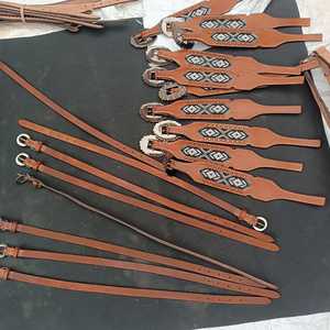 Handmade Genuine <b>Leather</b> Western Beaded Headstall With Hand <b>Tooled</b> <b>Work</b> Top Indian Supplier Manufacturer Saman Exports - Product Image 3
