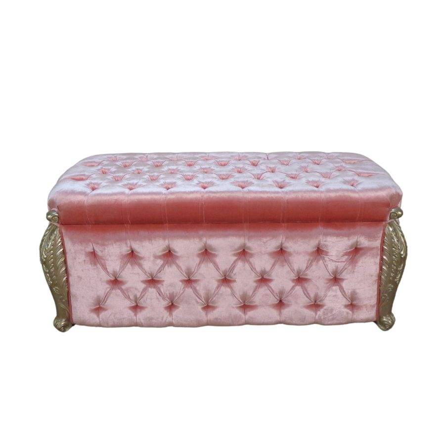 Pieds champagne + tissu velours rose