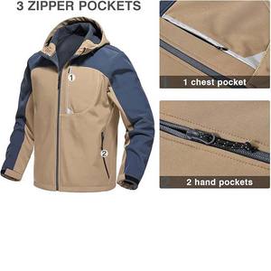 New Arrival High Street Men's <b>Soft</b> <b>Shell</b> Casual <b>Jacket</b> Waterproof Windproof Full Zipper Long Sleeve Solid Color Customized - Product Image 3