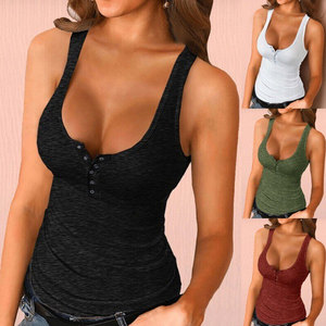 Débardeurs Muscle Fit couleur unie pour femmes débardeurs sans manches 100% coton débardeur pour femmes avec logo personnalisé à prix abordable - Product Image 5