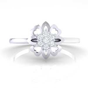 Anillo de Racimo Floral de Oro Certificado con Diamantes Reales, Pureza de 14Kt/18Kt, Peso Total de 0.07ct, Calidad IJ-SI - Product Image 5