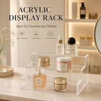 Présentoir surélevé personnalisé à 3 niveaux en acrylique transparent pour objets de collection, jouets, figurines, organisation domestique avec découpe et polissage