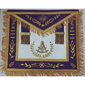 MasonicGrandLodge Tablier Violet Unisexe avec Broderie Décoration Oreiller Motif Fermeture à Glissière et Collier Chaîne Taille Libre - Product Image 3