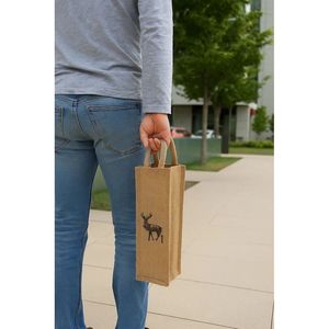 Sac cadeau pour bouteille de vin en jute pour une présentation élégante - Product Image 1