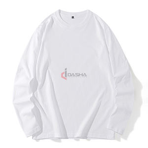 Camisetas de manga larga de gran tamaño para hombre, camisetas de algodón informales holgadas de Color sólido con cuello redondo y logotipo personalizado, proveedor directo de fábrica - Product Image 1