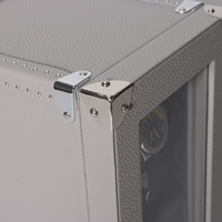 Boîtier remontoir automatique pour montre à 1 emplacement, en cuir PU gris, avec fenêtre en verre, moteur silencieux, personnalisable avec logo, fait main