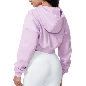 Sudadera Corta Sólida para Mujer, Otoño Invierno 2025, Talla Grande, Informal, con Capucha, Tejida, Transpirable, Ecológica, Forrada - Product Image 4