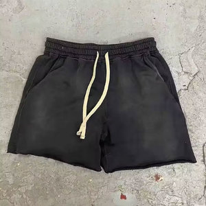Pantalones cortos de sudor en blanco personalizados con cordón, lavado ácido, pantalones cortos de lana de algodón de rizo francés liso, pantalones cortos deportivos para hombres - Product Image 2