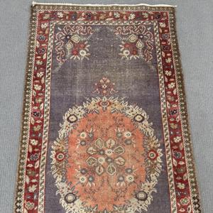 0.3x12.3 ft Turkish Rug, Vintage <b>Runner</b> Rug, <b>Red</b> Floral Wool Rug - Product Image 3