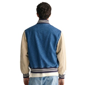 Chaqueta vaquera informal OEM para hombre, chaqueta vaquera con parche de chenilla para exteriores, chaqueta vaquera personalizada, novedad - Product Image 2