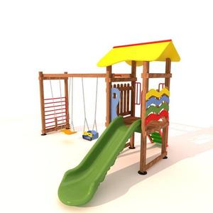 Columpio Triple de Madera para Niños, Modelo SG04, para Guardería, Jardín de Infancia, Casa de Juegos, Madera, Metal y Plástico Resistentes - Product Image 1