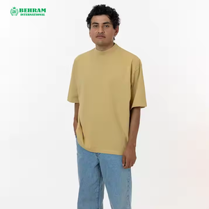 <b>Top</b> Ranking Plain Heavy Cotton Eco-Friendly Breathable Unisex Custom Print Logo Loose Fit <b>Mock</b> <b>Neck</b> Oversize Men's T-Shirt - Product Image 6