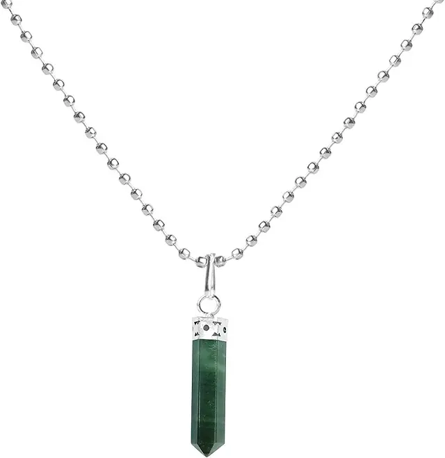 Excellent Green Jade Pencil Pendant Gemstone Necklace Pendants Gift Hexagon Trendy Wholesale Natural Antique Silver Buy Online