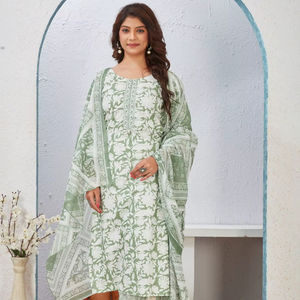 Lightweight Trendy 3-Piece Cotton Men's Formal <b>Kurti</b> with Flower Print Quick Dry for Formal and Casual Occasions - Product Image 1