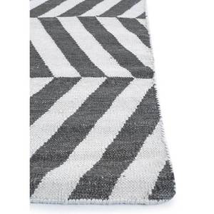 Tapis en laine tissée plate gris et noir Indusbar ADWL-13013, motif chevron abstrait, rectangulaire, en jute, pour couloir et salon - Product Image 4