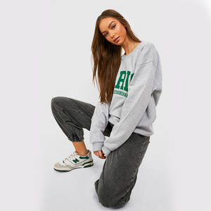 กางเกงวิ่งขายาวสำหรับผู้หญิงกางเกงวอร์มซักด้วยกรดผ้าคอตตอนขนแกะ100% สำหรับผู้หญิง - Product Image 3