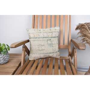 Beige Wool Kantha <b>Patchwork</b> Pillow 14x14 Inches Luxury Vintage Embroidered Print Pattern Woven Fluffy Style for <b>Bedding</b> - Product Image 1