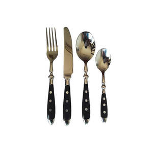High-Grade 5 Pcs Matte Gold Stainless Steel <b>Cutlery</b> Set with Purple Handles Stylish American Style Tableware for <b>Travel</b> - Product Image 5