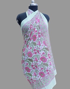 โสร่งผ้าฝ้ายโบฮีเมียนทรงมือสำหรับผู้หญิงบิกินี่พิมพ์ลายบล็อคชุดคลุมสำหรับใส่ชายหาดฤดูร้อน - Product Image 5