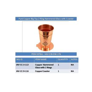 Vaso de Vidrio Hecho a Mano de 400 ml con Posavasos, Tapa de Cobre Puro, Diseño de 2 Anillos Martillados, Ideal para Regalos - Product Image 6
