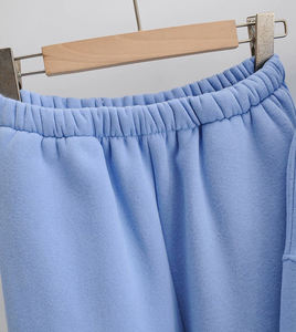 New Arrive Women's Cotton Fleece <b>Stand</b> Collar Oversize Crop Top and Fleece Tracksuit Solid Pattern 2 Piece Sweatshirt Set - Product Image 3