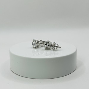 Clous d'oreilles en diamant de laboratoire certifié VS1 pureté 2,00 carats taille brillant, or blanc 14 carats, minimalistes, unisexes, pour mariage, fiançailles, soirée - Product Image 6