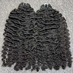 Extension de trame de cheveux indiens bouclés crépus 100% Machine de cheveux humains vierges Double trame un donneur - Product Image 5