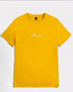 Camiseta de algodón 100% para hombre, diseño de cuello redondo liso personalizable con logotipo bordado, antiarrugas, secado rápido, ecológico - Product Image 5