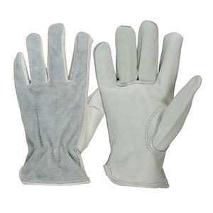 Gants de travail en cuir blanc de sécurité pour l'industrie de la construction, vente en gros - Product Image 1