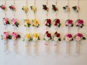 Chaîne décorative rose avec motif perlé pour toile de fond de mariage Sangeet Mehendi fleur suspendue décor à la maison taille de couleur personnalisable - Product Image 2