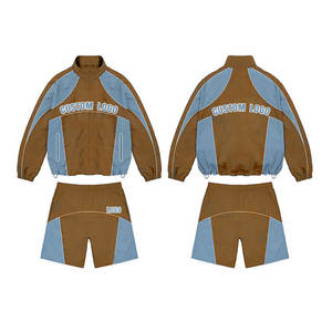 Ensemble coupe-vent court en polyester à motif écossais sur mesure pour hommes, survêtement d'été décontracté, survêtement grande taille - Product Image 2