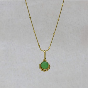 Famoso diseñador collar corte redondo verde crisoprasa collar compacto 925 plata esterlina sólida oro Vermeil joyería regalo - Product Image 1