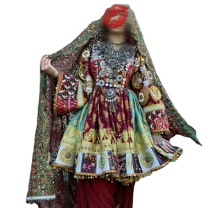 ชุดเดรสชาวอัฟกานิสถานคอเหลี่ยมสำหรับผู้หญิงชุดเดรสปักผ้าพรีเมี่ยมสำหรับงานแต่งงานกระโปรงบานแบบดั้งเดิมแบบมีซิป - Product Image 1