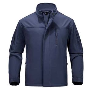 Veste softshell en toile enduite pour homme, logo personnalisé, imperméable, coupe-vent, hiver, bleu marine - Product Image 1
