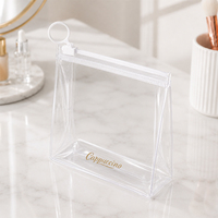 Sac cosmétique à fermeture éclair en PVC à motifs personnalisés, sac de rangement transparent en PVC pour maquillage et bijoux, trousse de toilette en PVC avec fermeture éclair