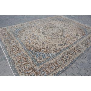 Alfombra Turca Vintage de 9.4x12.3 pies, Alfombra Azul Sólida - Product Image 3